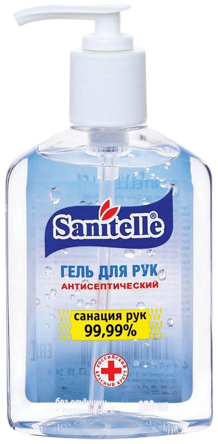 Гель Sanitelle (Санитель) для рук антисептический детский С витамином Е без запаха 250 мл Бентус лаборатории ООО - фото №1