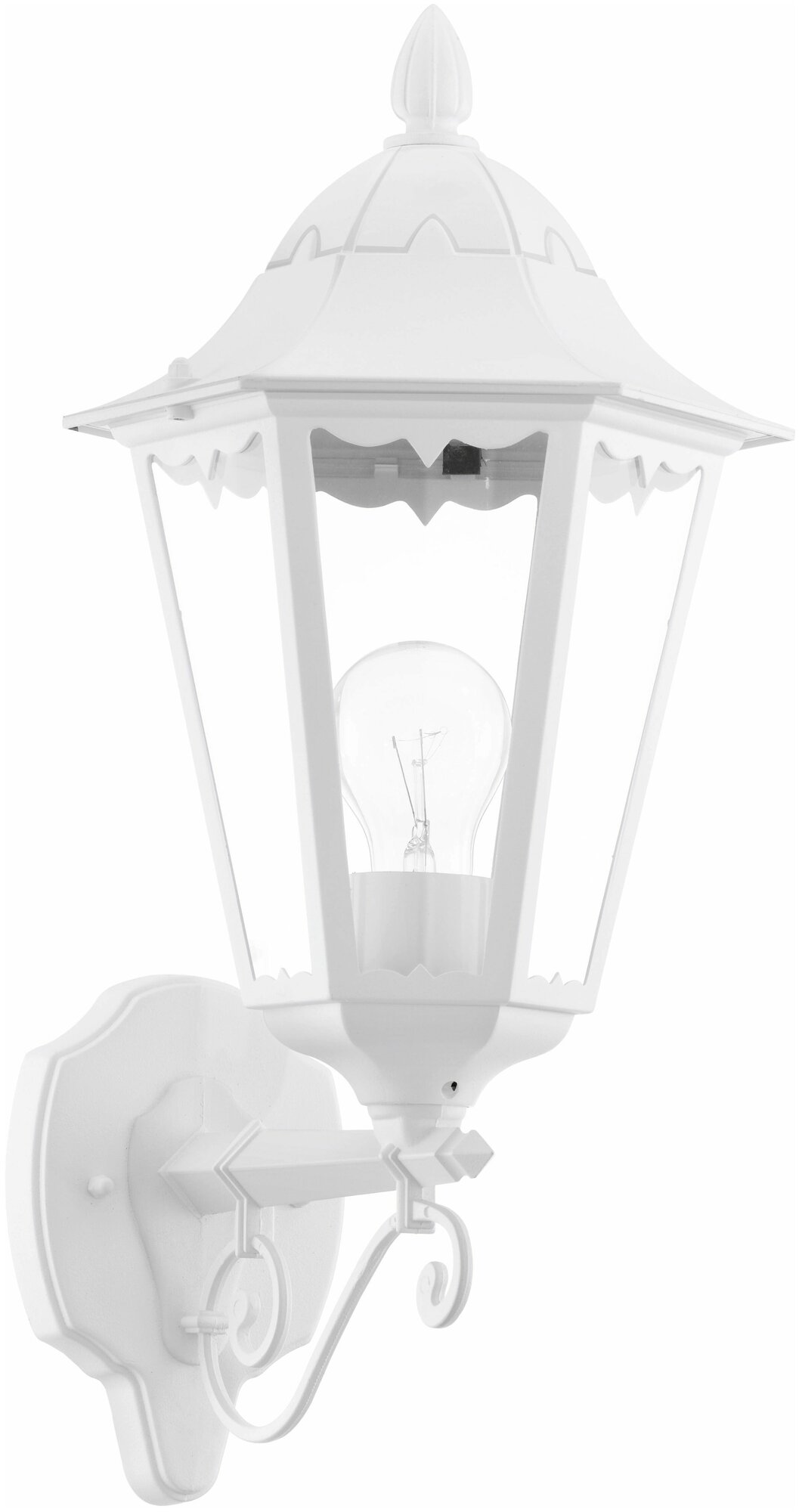 Уличный светильник настенный NAVEDO, 1х60W(E27), H475, литой алюм., белый/cтекло