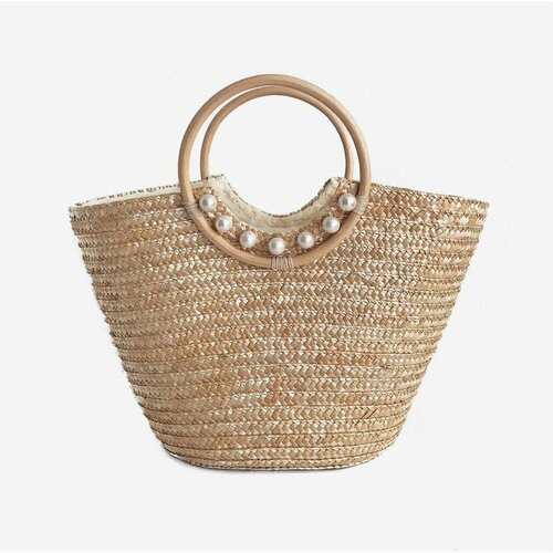 Сумка MYARI, солома, внутренний карман, бежевый