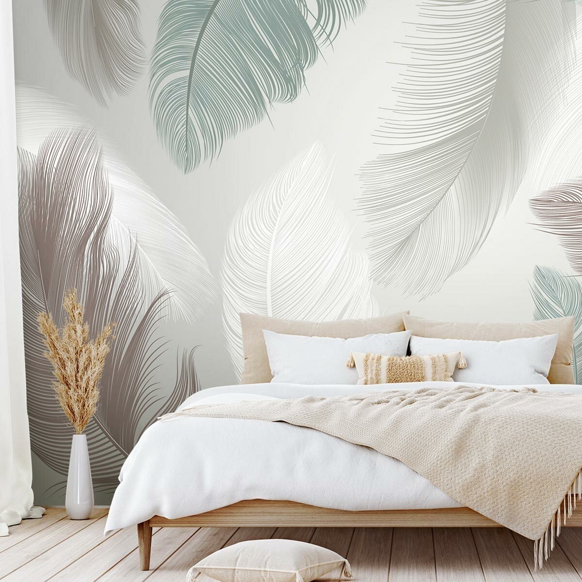 фото Фотообои флизелиновые с виниловым покрытием VEROL "Перья", 400х283 см, моющиеся обои на стену, декор для дома