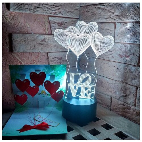 фото 3d ночник шарики сердечки love art-lamps