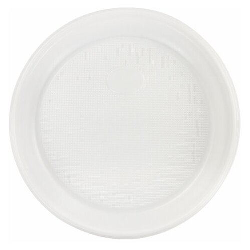 фото Лайма тарелки одноразовые пластиковые бюджет, 17 см, 100 шт., белый