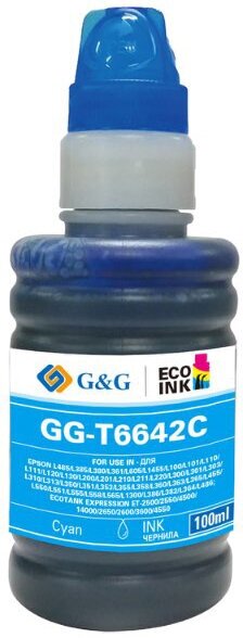 Чернила G&G GG-C13T66424A (схожий с Epson T6642C) Cyan для Epson L100/110/120/121/132/1300