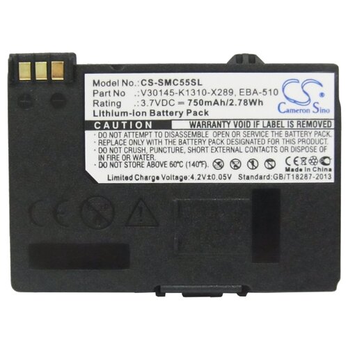 фото Аккумулятор для siemens c55 (eba-510) (750ma) (cameron sino) (cs-smc55sl)
