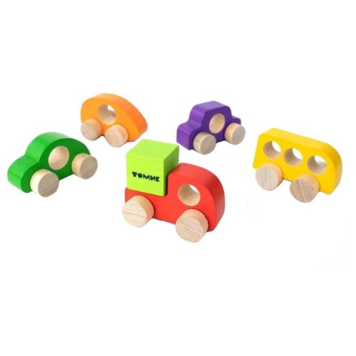фото Каталка-игрушка томик машинки (набор 5 штук) 23708 зеленый/красный/желтый/фиолетовый/оранжевый