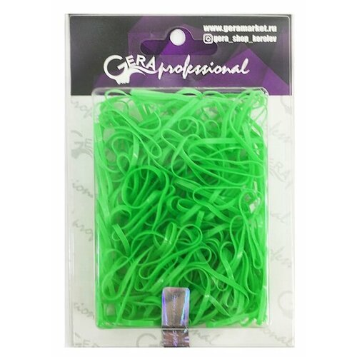 силиконовые резинки для волос уп 150 шт Gera Professional, Резинки для волос силиконовые, цвет зеленый, 20г/уп