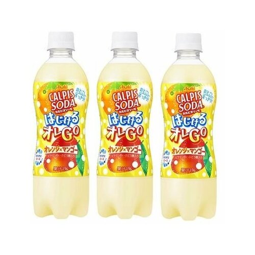 Йогуртовый напиток ASAHI CALPIS WATER (Асахи Калпис), со вкусом манго и апельсина, 3 шт по 500мл, ПЭТ