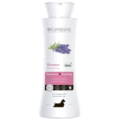 Восстанавливающий органический эко-шампунь Repairing Shampoo Organissime by Biogance для собак с чувствительной кожей с экстрактом лаванды и малины - 250 мл