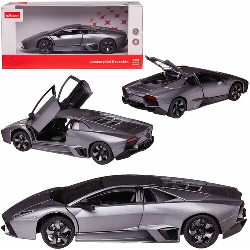 Машина металлическая Rastar масштаб 1:24, Lamborghini REVENTON, цвет серый, двери и багажник открываются (34800GR) bburago 1 32 lamborghini reventon simulation alloy car model plexiglass dustproof display base package collecting gifts