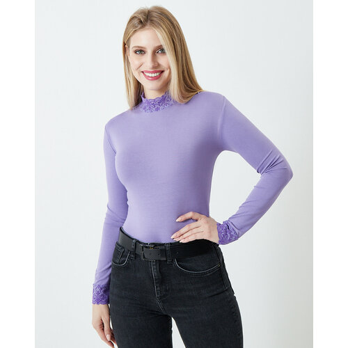 фото Водолазка flavour knit, длинный рукав, прилегающий силуэт, размер 42/44, фиолетовый