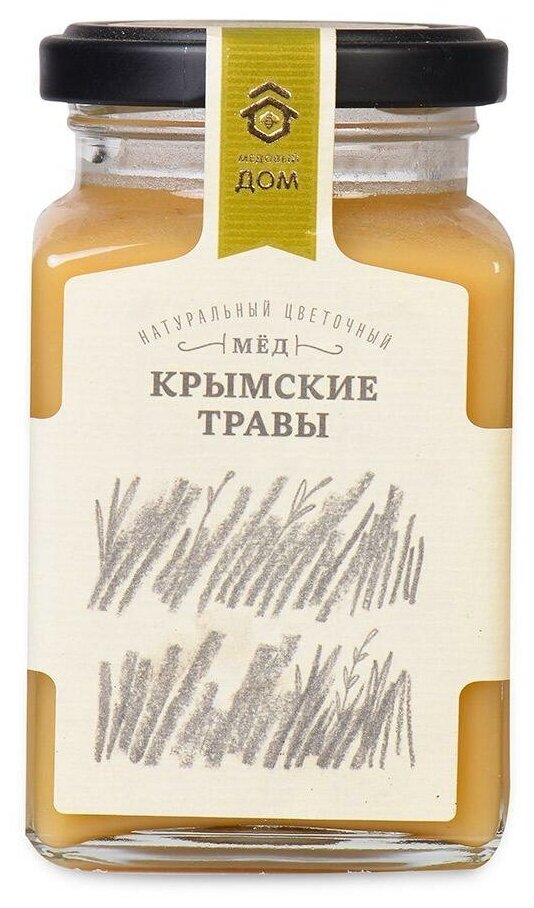 Мёд "медовый ДОМ", натуральный цветочный Крымские травы 320г - фотография № 1