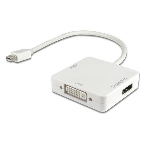 Видео адаптер Orient C305 mini DisplayPort на DVI -HDMI -DisplayPort кабель 0.2 метра, белый кабель адаптер 5bites ua amdb9 012 usb2 0 am rs232 db9 m 1 2m