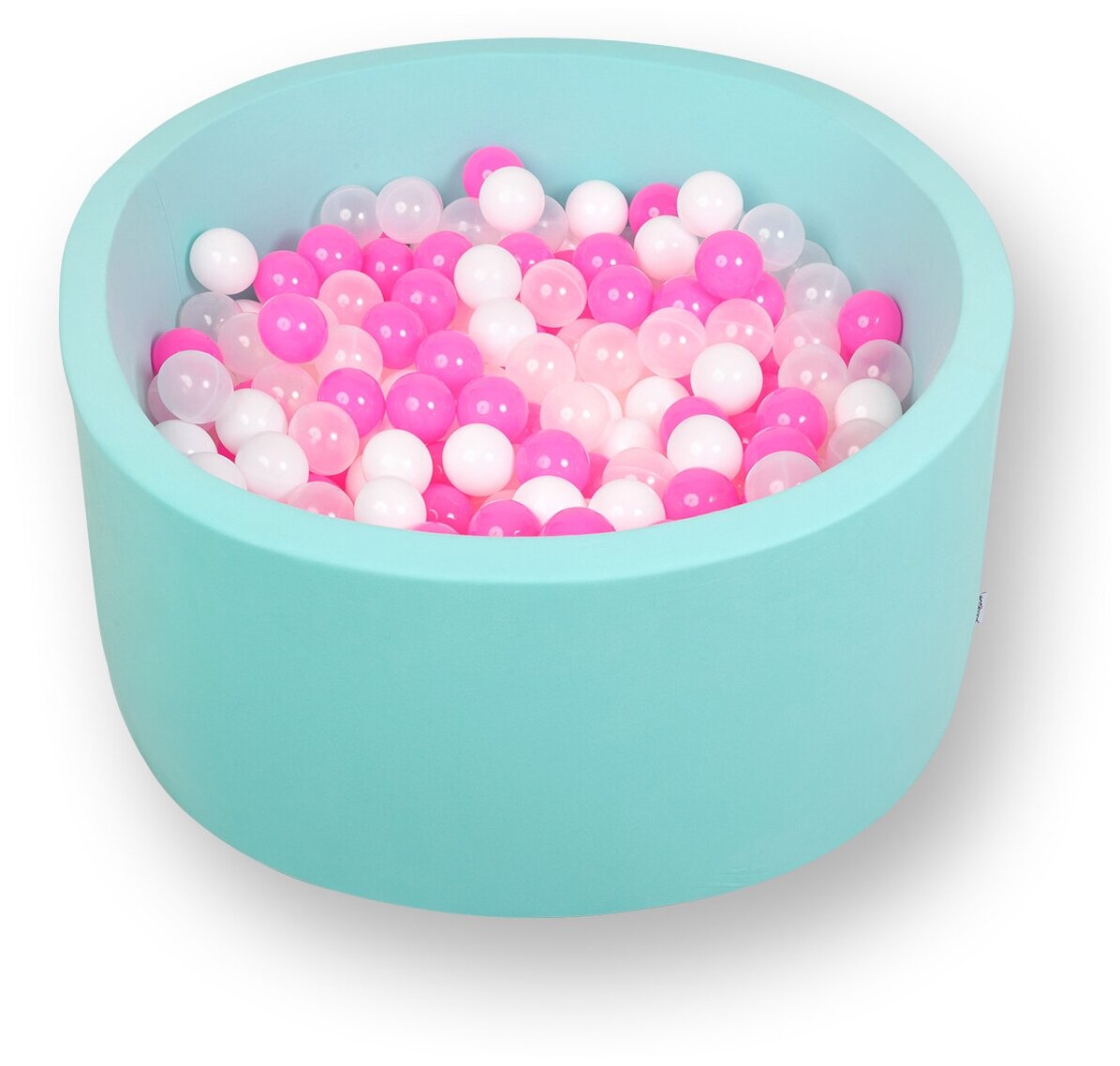 Сухой игровой бассейн "Коктейль" мятный 100х40 см с 200 шариками: розовый, белый, прозрачный (sbh017) - фотография № 1