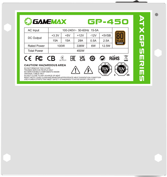 Блок питания GameMax GP-450 White ATX 450W