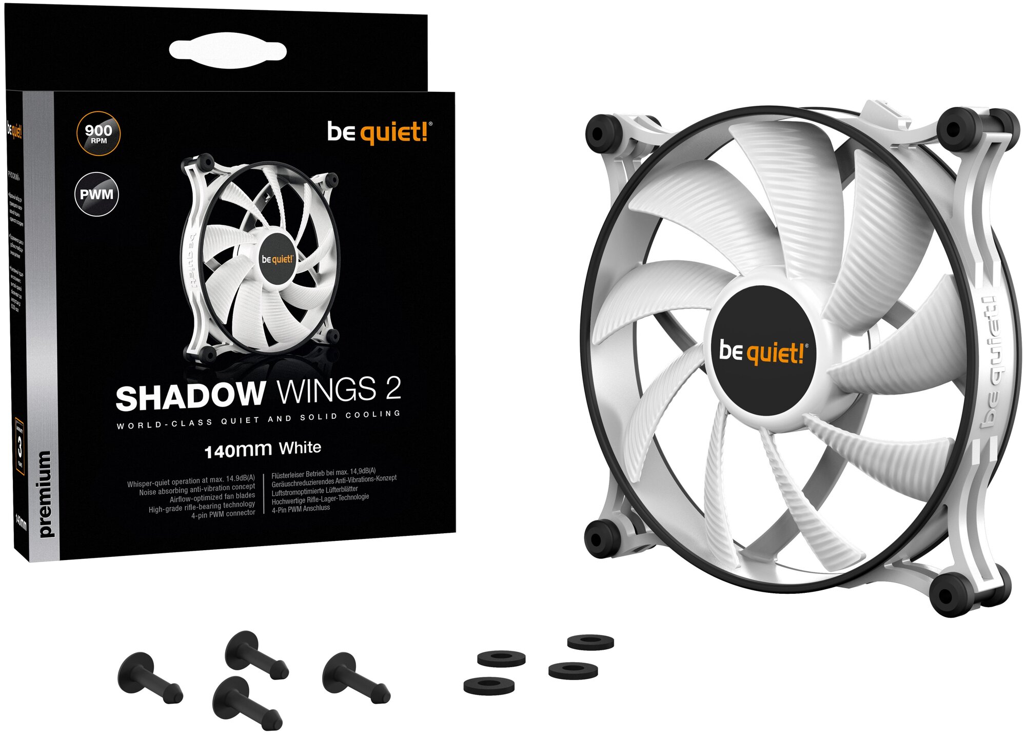 Вентилятор для корпуса BE Quiet! SHADOW WINGS 2 WHITE 140mm PWM (BL091)