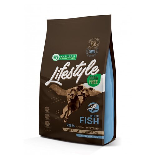 Nature’s Protection Сухой корм для собак Nature’S Protection Life Style Adult Waite Fish беззерновой, белая рыба, 1.5 кг