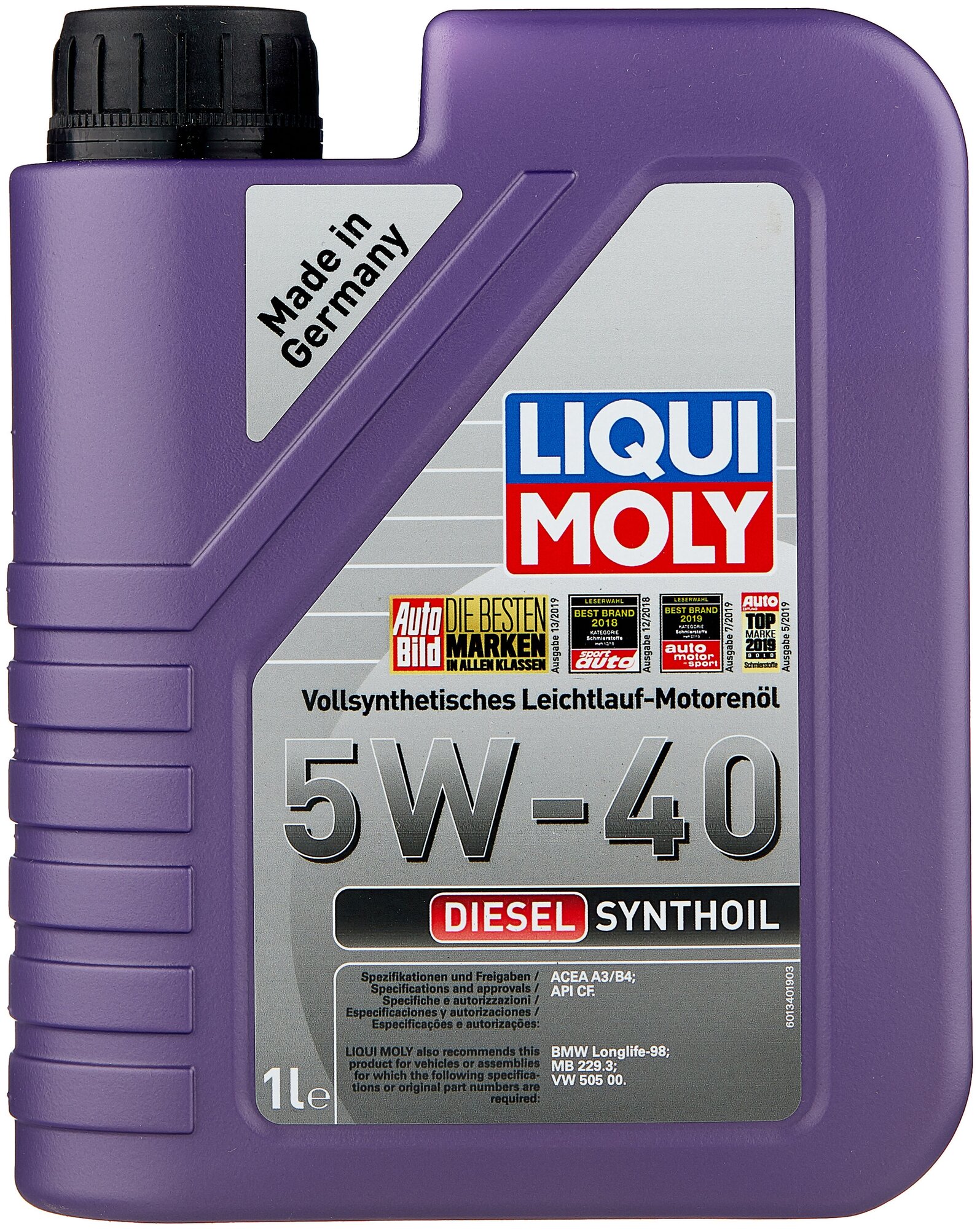 Масло дизельное Liqui Moly 5W40, синтетика, 1литр 1926