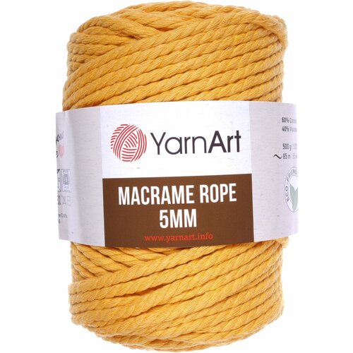 Пряжа YarnArt Macrame Rope 5mm желтый (764), 60%хлопок/ 40%вискоза/полиэстер, 85м, 500г, 3шт
