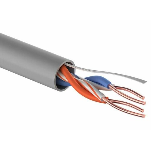 Кабель витая пара U/UTP 2х2х24AWG кат.5E solid CCA PVC сер. (м) PROCONNECT 01-0022-3 кабель витая пара u utp 2х2х24awg кат 5e solid cca pvc сер м proconnect 01 0022 3