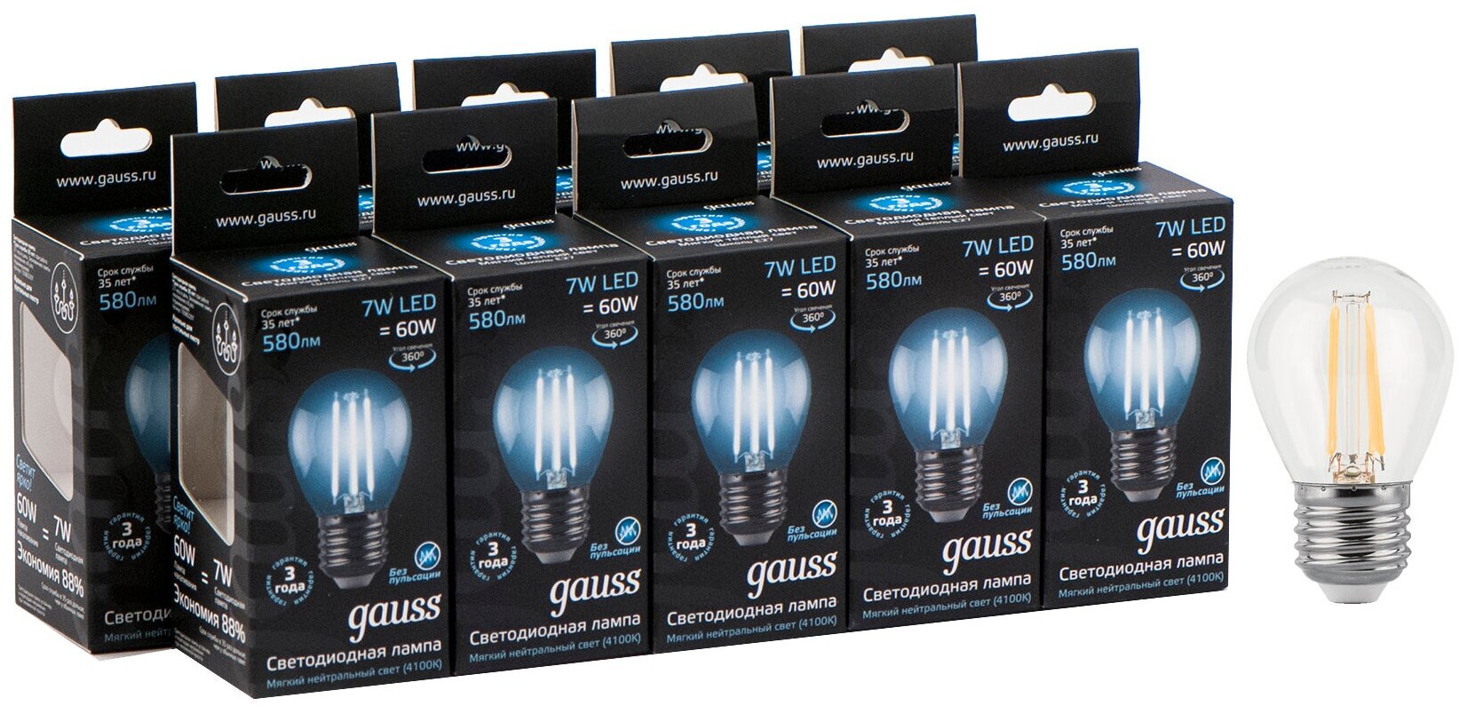 фото Лампа светодиодная gauss 105802207, E27