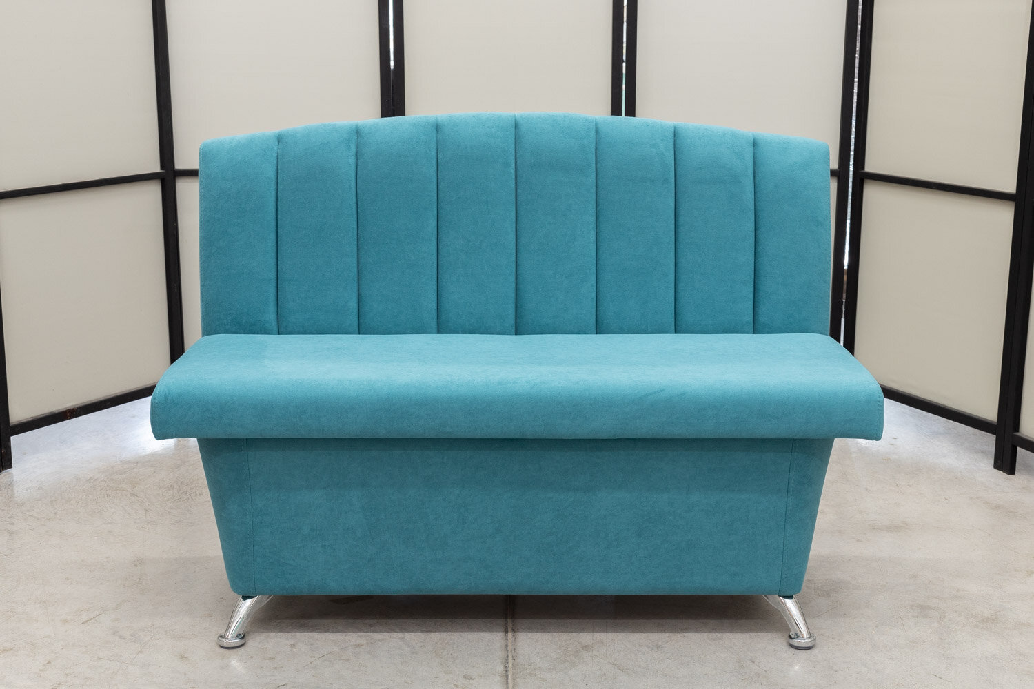 Кухонный диван Альт с ящиком, 120х56 см, обивка мебельный велюр, цвет сине-зеленый