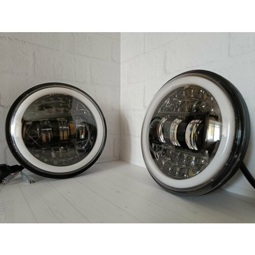 Фара на БМВ/BMW E34 ВАЗ/LADA 2106 глазки LED. 25W . NEW VIEW. 1 шт.