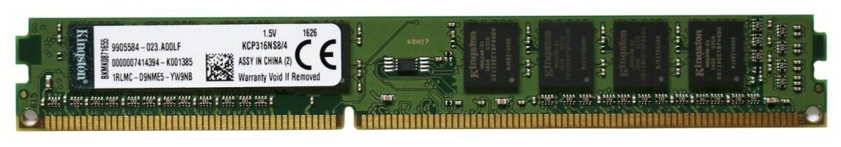 Оперативная память Kingston ValueRAM 4 ГБ DDR3 1600 МГц DIMM CL11 KCP316NS8/4