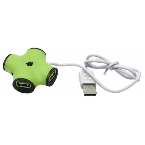 USB-концентратор CBR CH 100 USB 2.0, разъемов: 4, 45 см, зеленый usb концентратор cbr ch 127