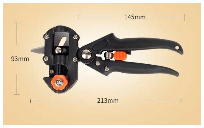 Профессиональный прививочный садовый секатор для плодовых фруктовых деревьев с 3 окулировочными ножами для прививки. - фотография № 10