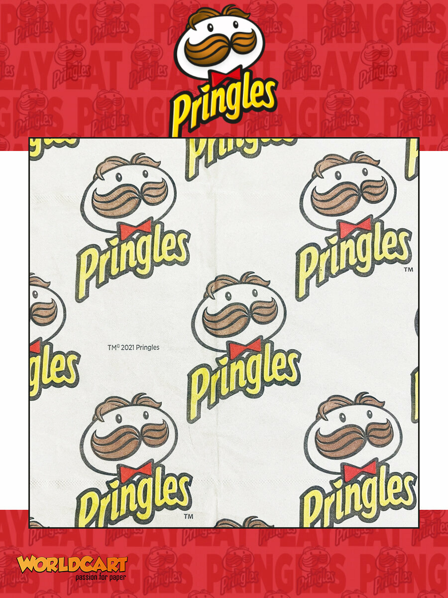 Набор Салфетки бумажные выдергушки "Pringles" с рисунком (красный+желтый), 2 шт - фотография № 2