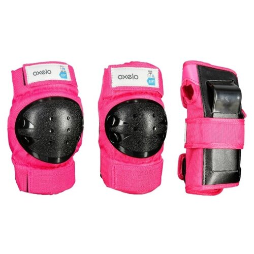 фото Комплект защиты из 3 эл-тов д/роликов, скейтборда, самоката детский розов. basic, пурпурно-розовый xs, oxelo x декатлон decathlon
