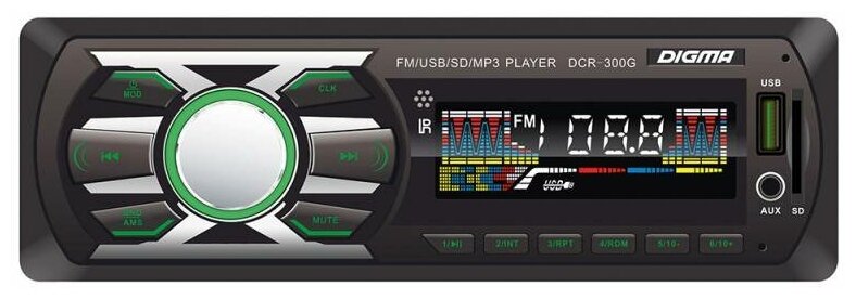 Автомагнитола Digma DCR-300G USB MP3 FM 1DIN 4x45Вт черный