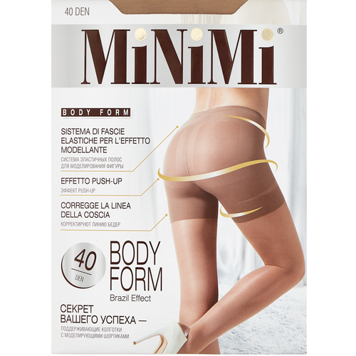 Колготки  MiNiMi Миними / MiNiMi BodyForm - Колготки поддерживающие c моделирующими шортиками 40 DEN Caramello 3(M), размер 3, бежевый
