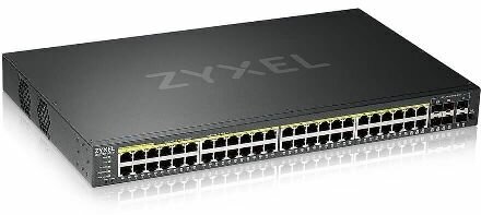 Коммутатор ZYXEL NebulaFlex Pro GS2220-50HP L2, PoE+, rack 19", 44xGE PoE+, 4xCombo (SFP/RJ-45 PoE+), 2xSFP, бюджет PoE 375 Вт, автономное/облачное уп