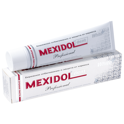 Зубная паста Мексидол Professional White, 65 мл, 65 г ополаскиватель для полости рта профилактика пародонтита и кариеса mexidol dent мексидол дент 300мл