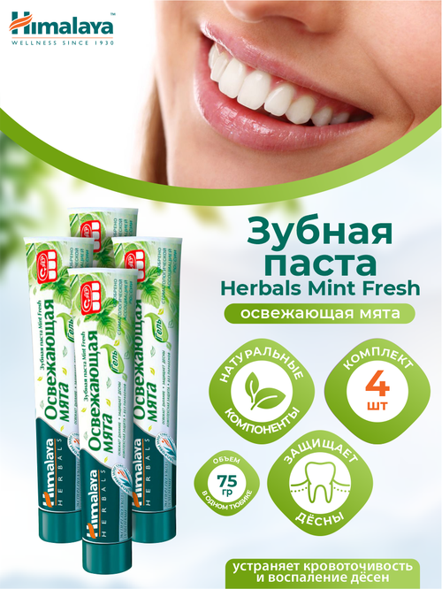 Зубная паста Himalaya Herbals Mint Fresh Свежая мята 75 мл. х 4 шт.