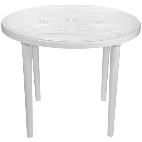 Стол обеденный садовый Стандарт Пластик круглый, белый стол обеденный садовый стандарт пластик овальный белый