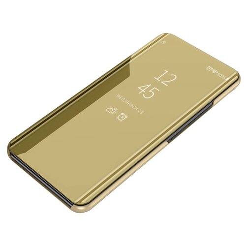 фото Пластиковый зеркальный чехол книжка для iphone 12 pro max с полупрозрачной крышкой для уведомлений бежевый 100gadgets