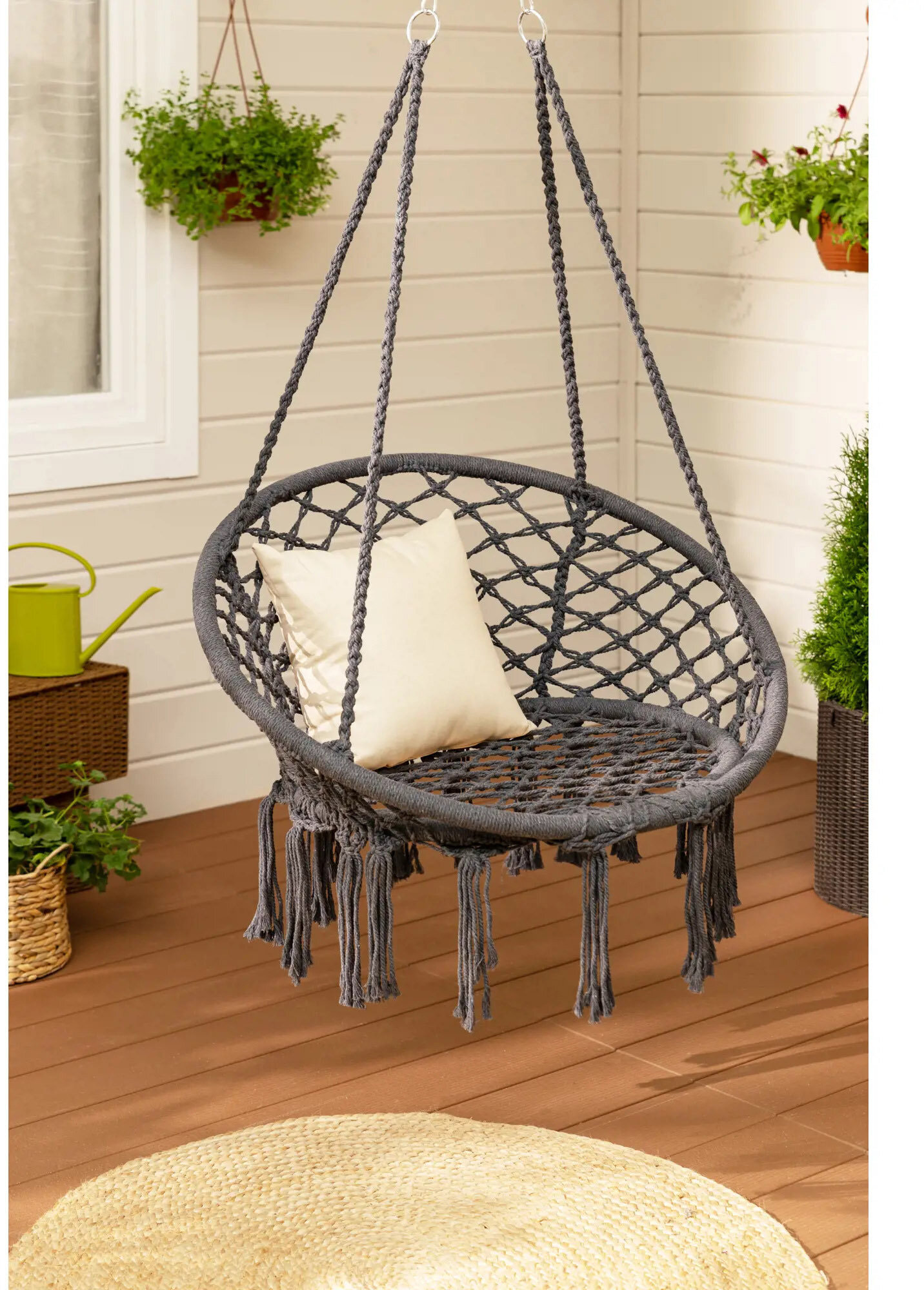 Кресло подвесное с креплением Skully Hanging chair dark grey - фотография № 8