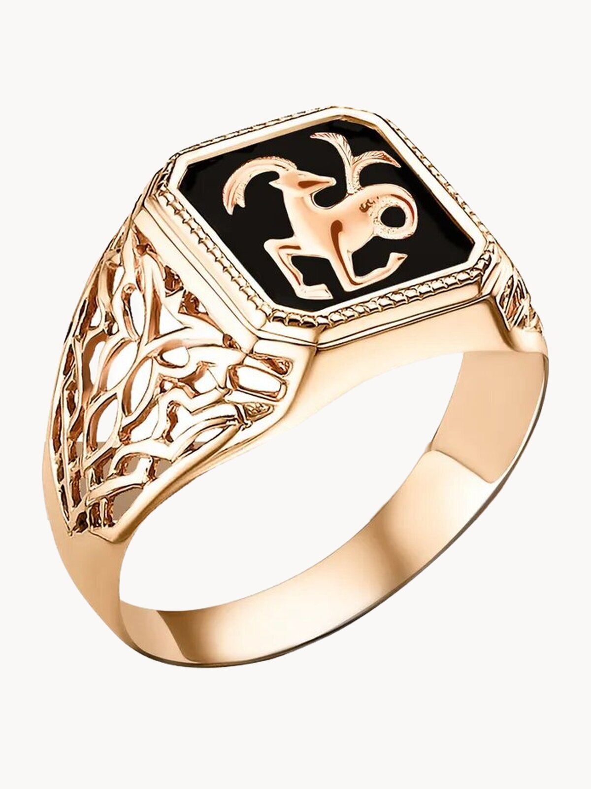 Печатка МЕКАТО, размер 19, золотой, черный