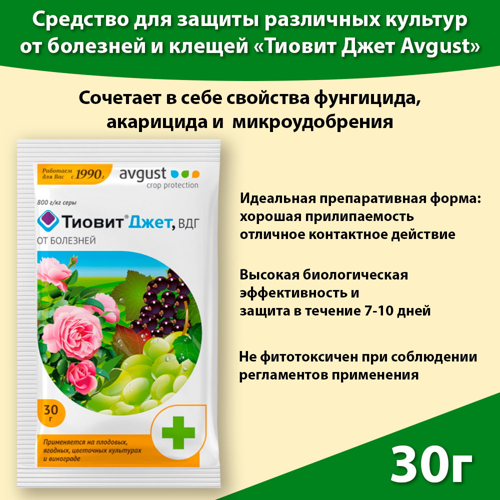 Средство для защиты растений от болезней и клещей Тиовит Джет 30 грамм