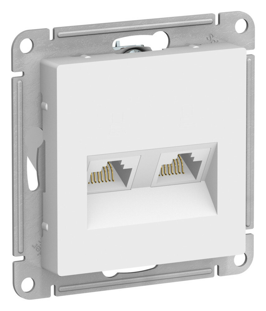 Systeme Electric AtlasDesign Лотос Розетка двойная компьютерная RJ45+RJ45, кат.5Е, механизм ATN001385