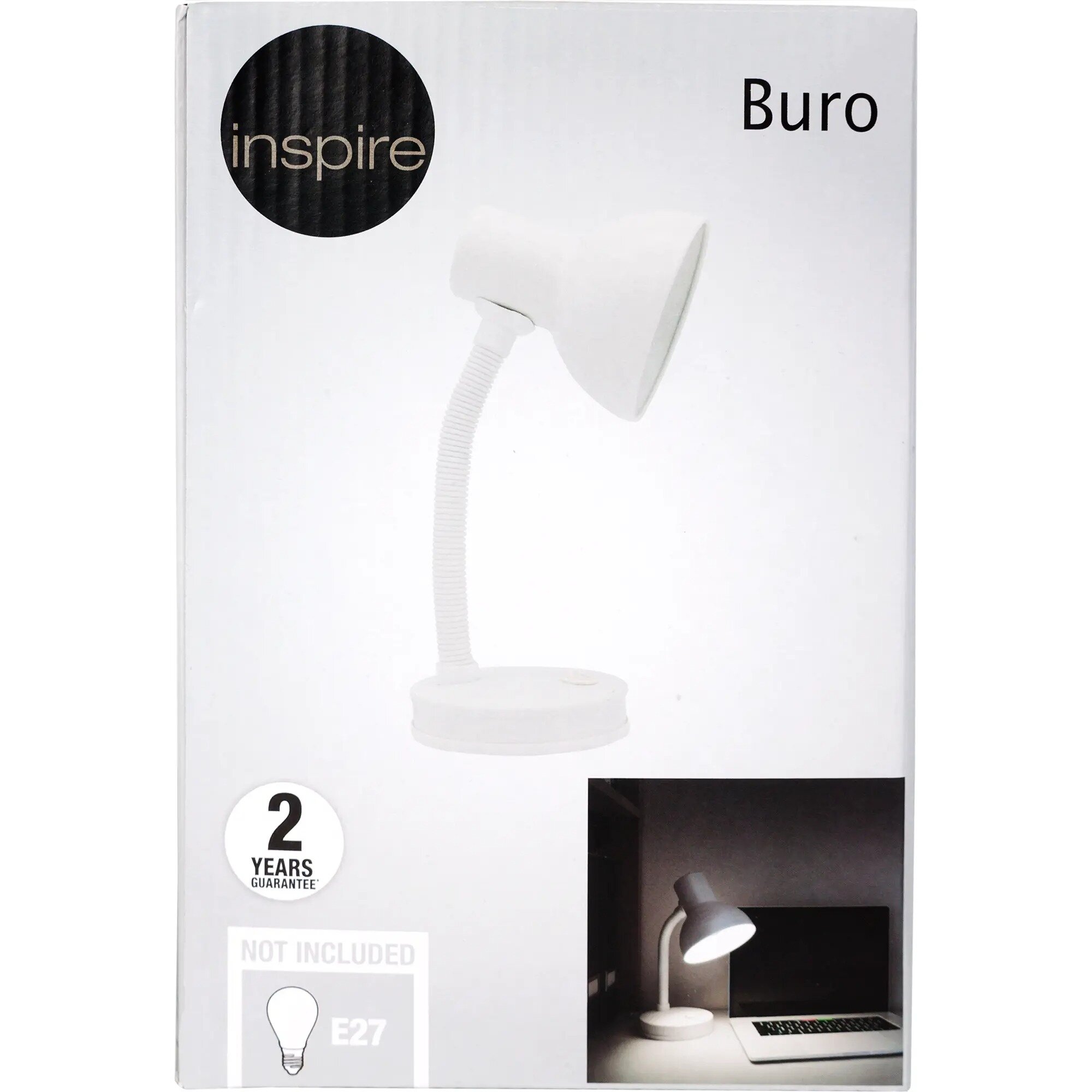 Настольная лампа Inspire Buro E27х40 Вт, цвет белый - фотография № 2