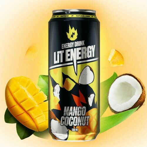 Энергетический напиток LIT ENERGY (Лит Энерджи) Mango-Coconut (Манго-Кокос) 0,45 л х 12 банок