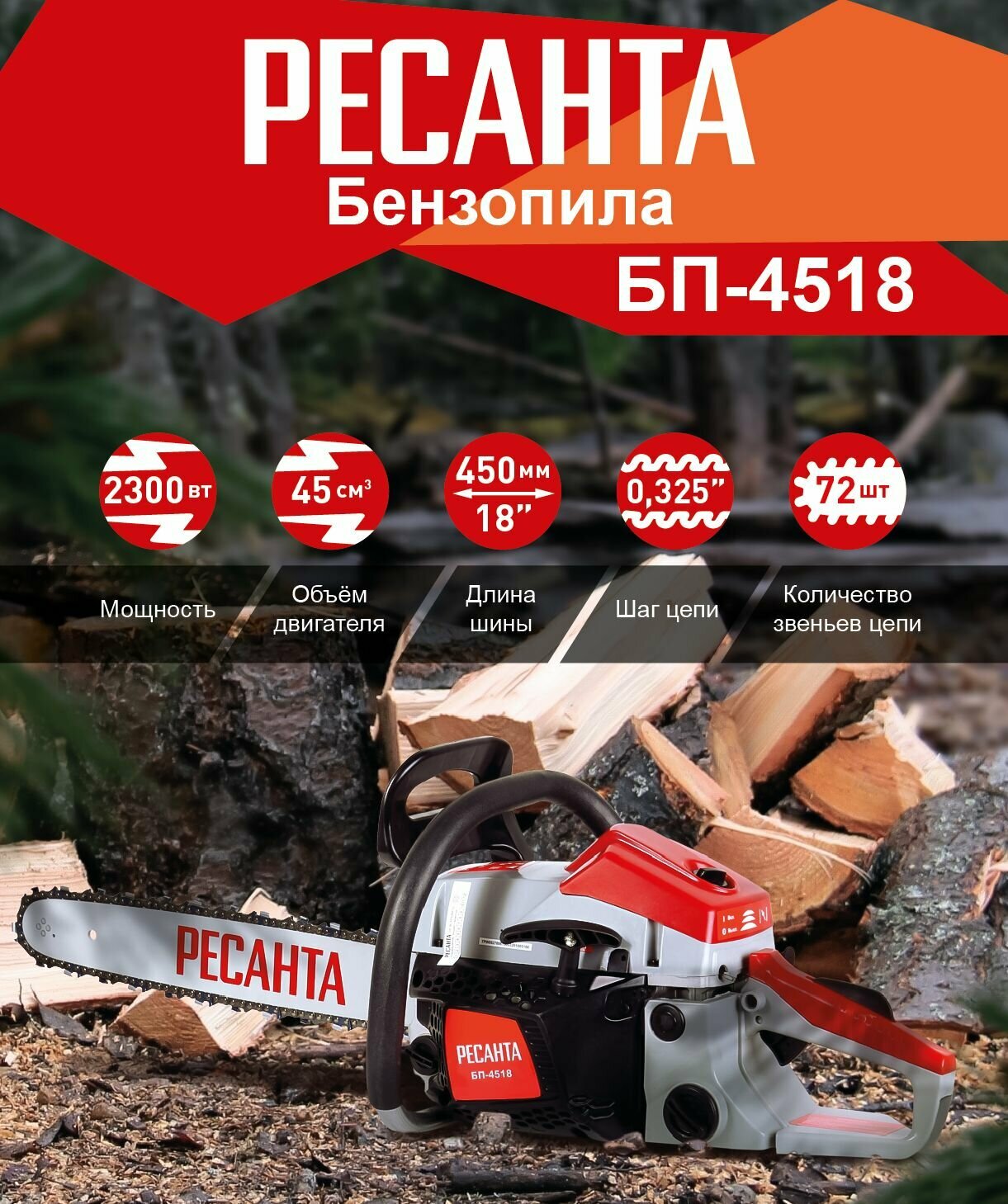 Бензопила Ресанта БП-4518