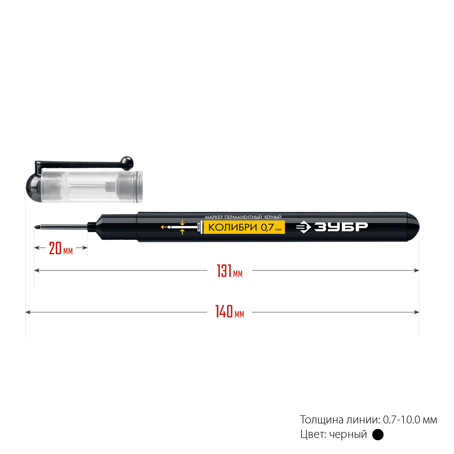 Чёрный перманентный маркер для отверстий Зубр 06328-2