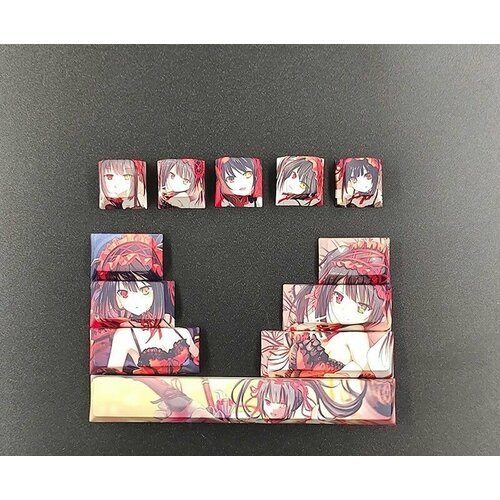 Кейкапы Японское аниме 12 шт 129 keys set red samurai pbt keycap dye sub japanese keycaps for for cherry mx switch mechanical keyboard