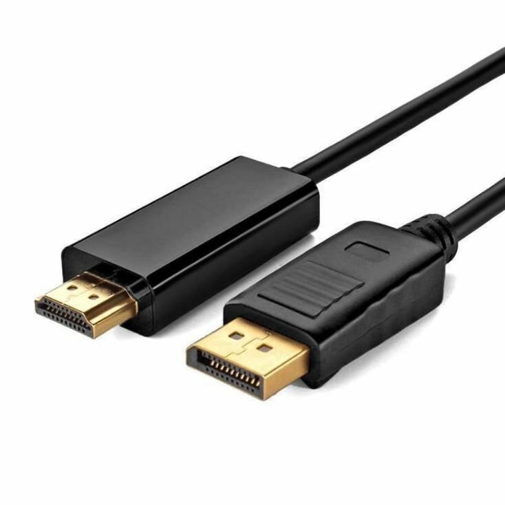 Кабель DisplayPort-HDMI, 1,8 м, черный цвет, 1 штука в упаковке, позолоченный коннекторы