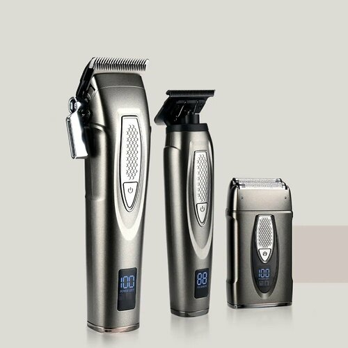 Профессиональная беспроводная машинка для стрижки волосбритватриммернабор для стрижкисалоннаядомашняяуход за волосамис дисплеемдля домасеребристый 802400₽