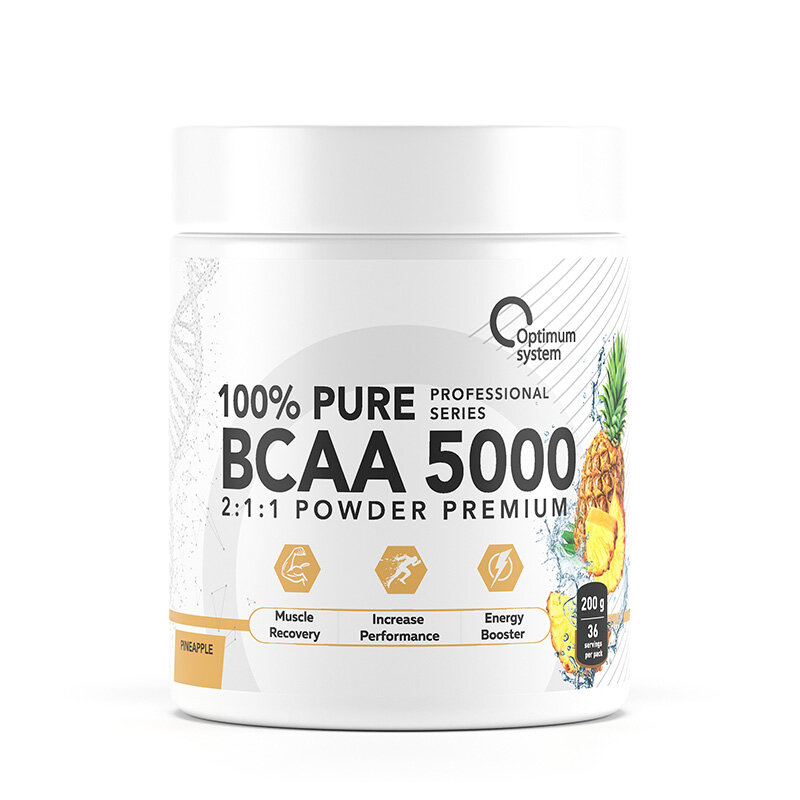 Optimum System BCAA 5000 Powder, 200 г (Малина)